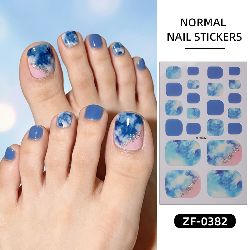 Full Cover Adhesive - 22Tips Gradient Marble Toe Nail Stickers