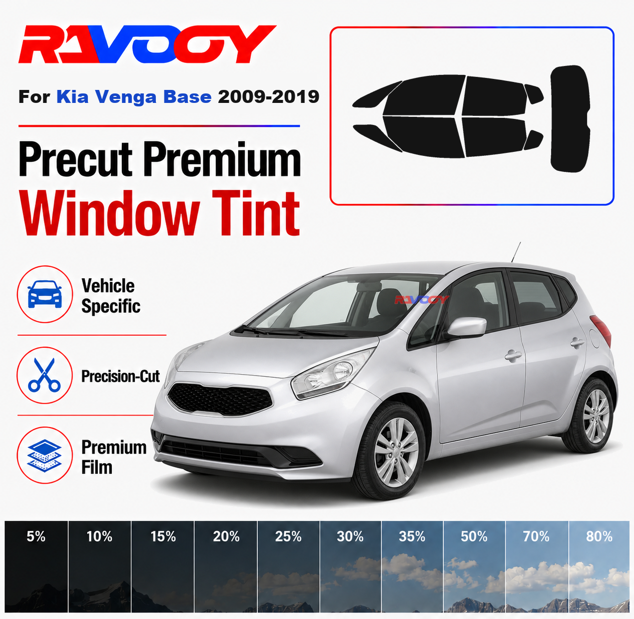 Privacy Screen Protector - Premium Precut Window Tint Kit Front