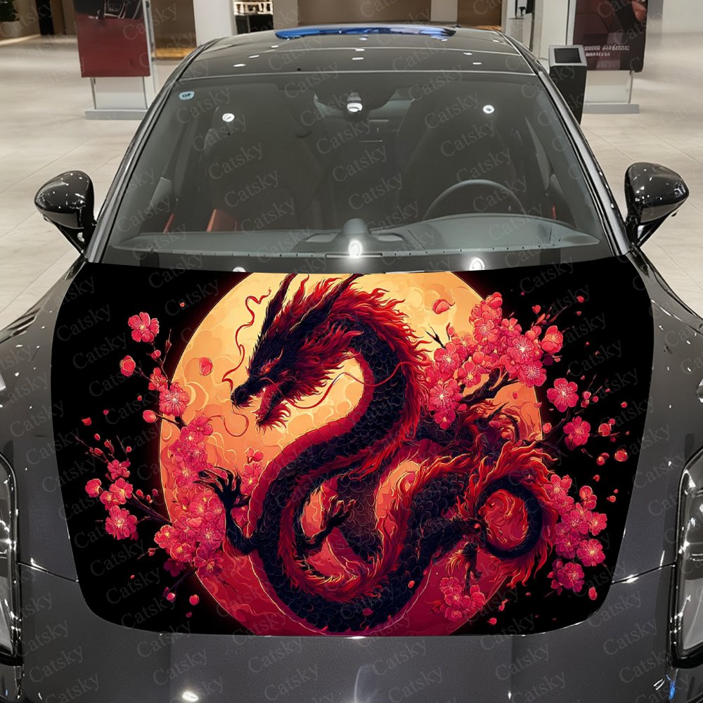 Full Cover Adhesive - Full Moon Sakura Dragon Car Vinyl