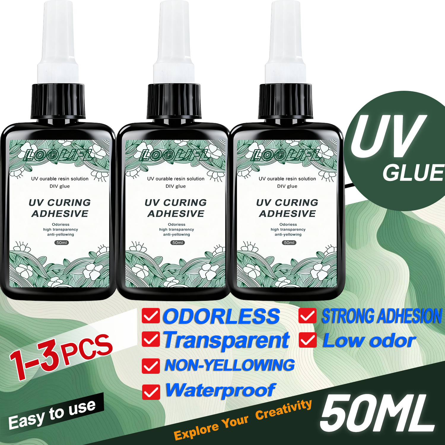 Liquid Uv Glue Kit - LOOLIFL New Strong 50ml UV Glue