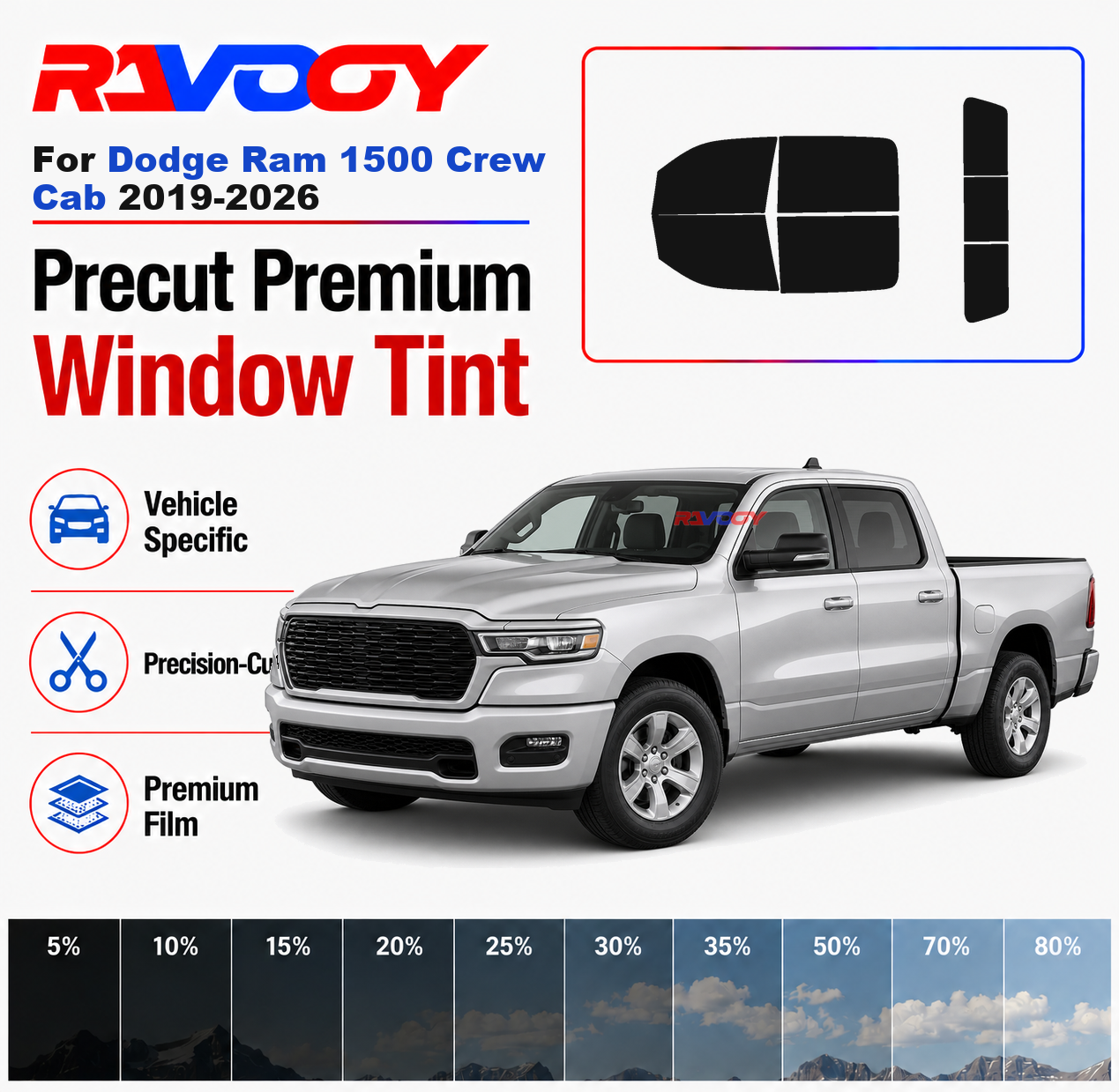 Privacy Screen Protector - Premium Precut Window Tint Kit Front