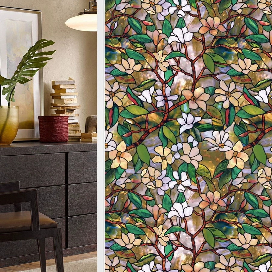 Privacy Screen Protector - Flower Pattern Electrostatic Window Film Requires