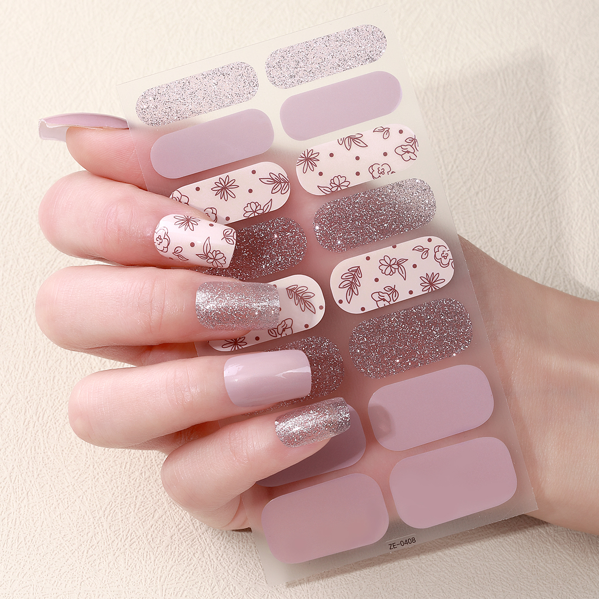 Full Cover Adhesive - 16tips DIY Baking-Free Nail Stickers Spring