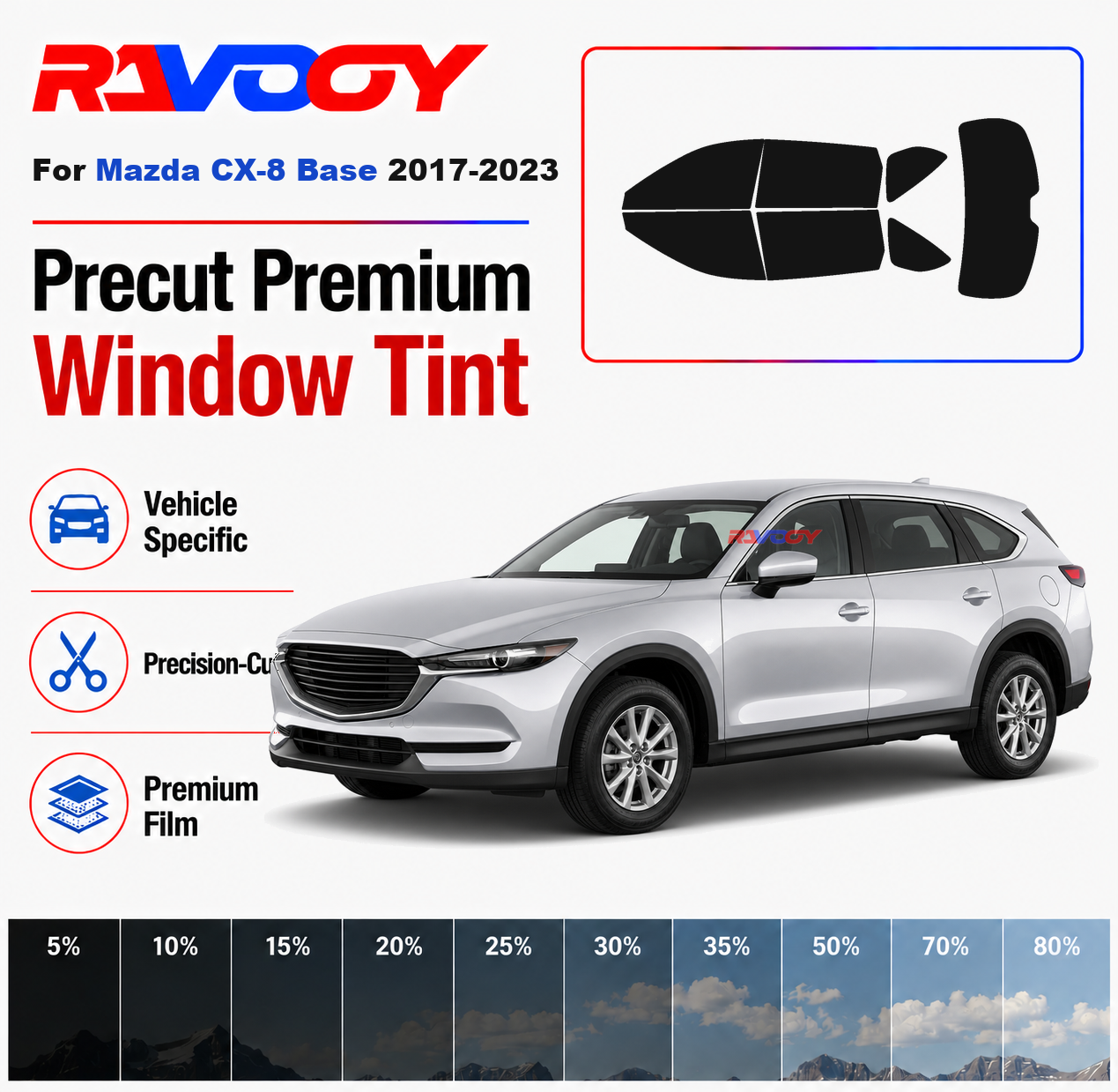 Privacy Screen Protector - Premium Precut Window Tint Kit Front