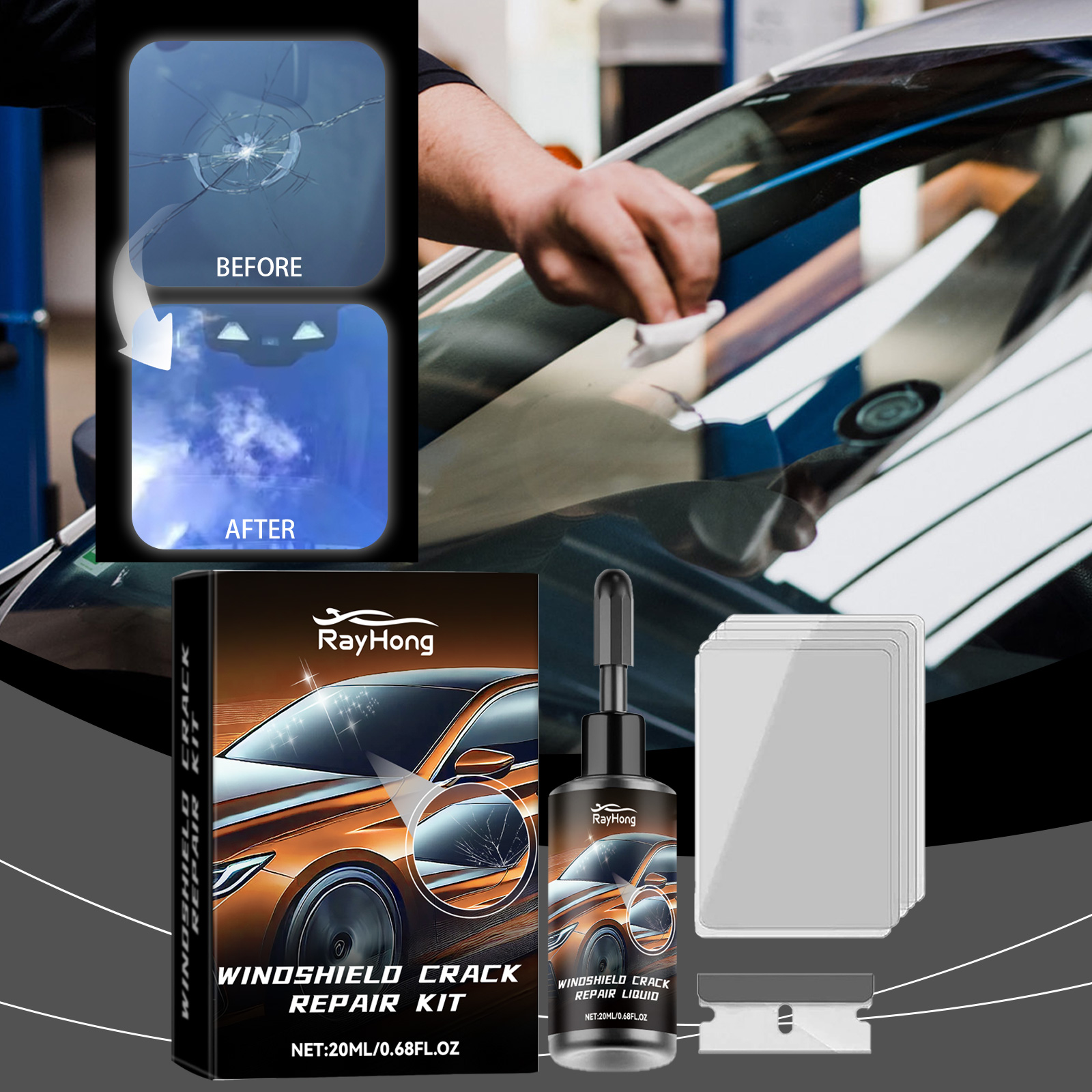Car Windshield Crack Repair Re - огляд і ціна Liquid Uv Glue Kit