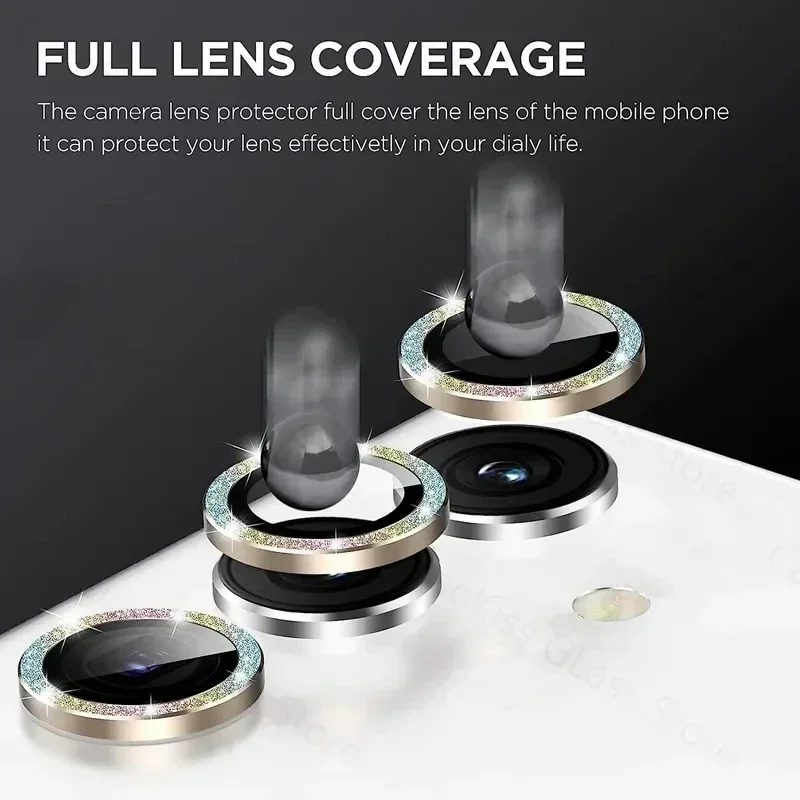 Shiny Diamond Metal Ring Camer - огляд і ціна Tempered Glass Screen 9H