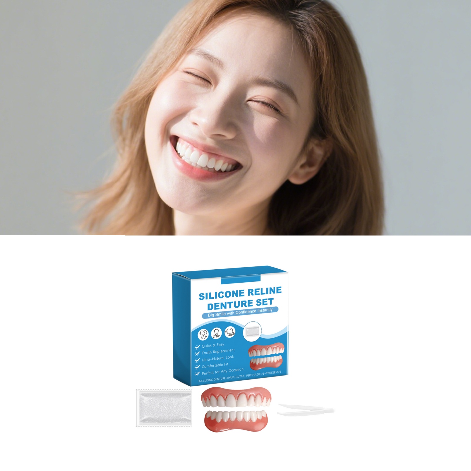Denture Full Set Over Gums Kit - огляд і ціна Full Cover Adhesive
