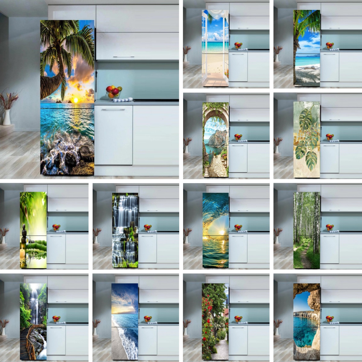 Seaside Beach Fridge Sticker D - огляд і ціна Full Cover Adhesive
