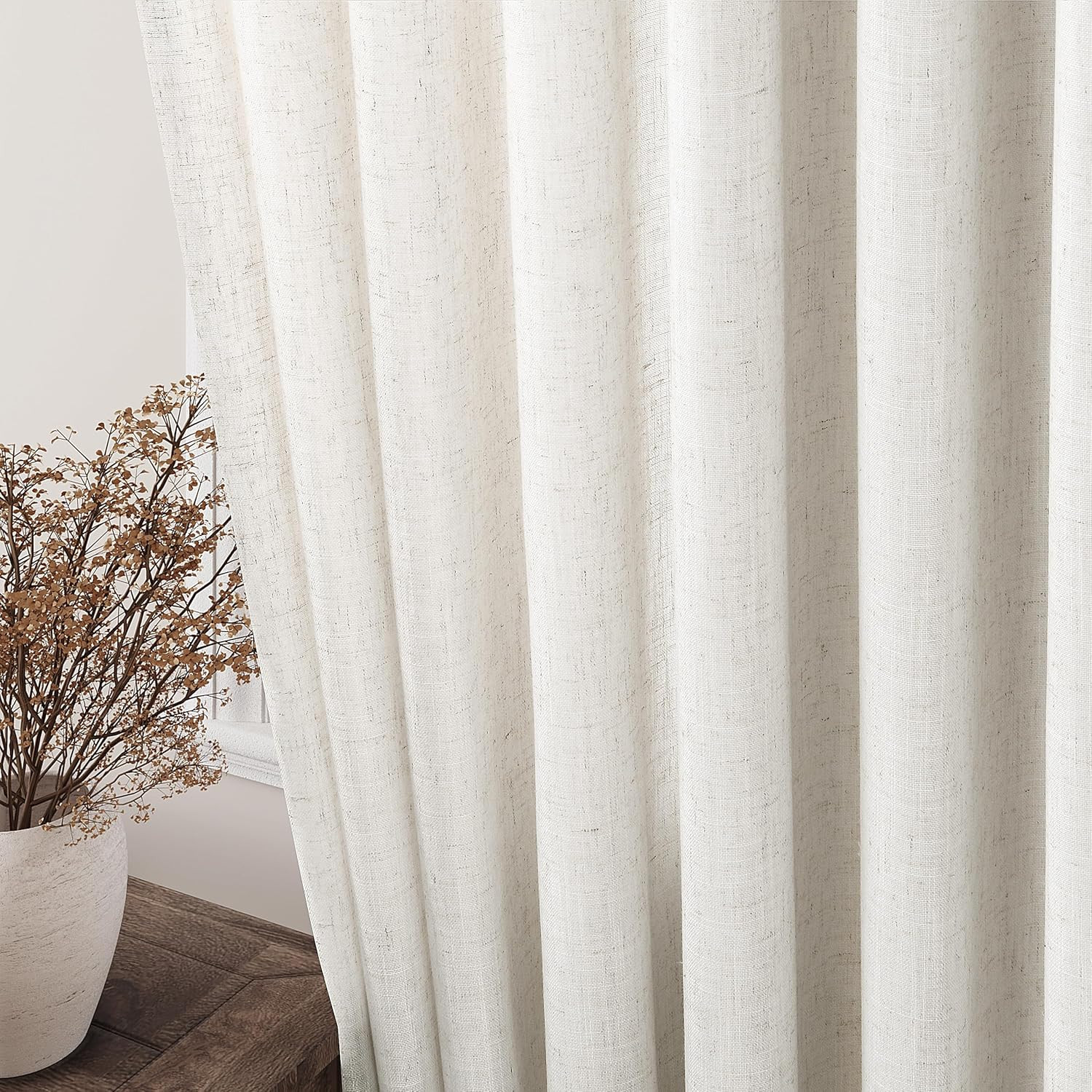 Cream Linen Back Tab Curtains  - огляд і ціна Privacy Filter 2Pack