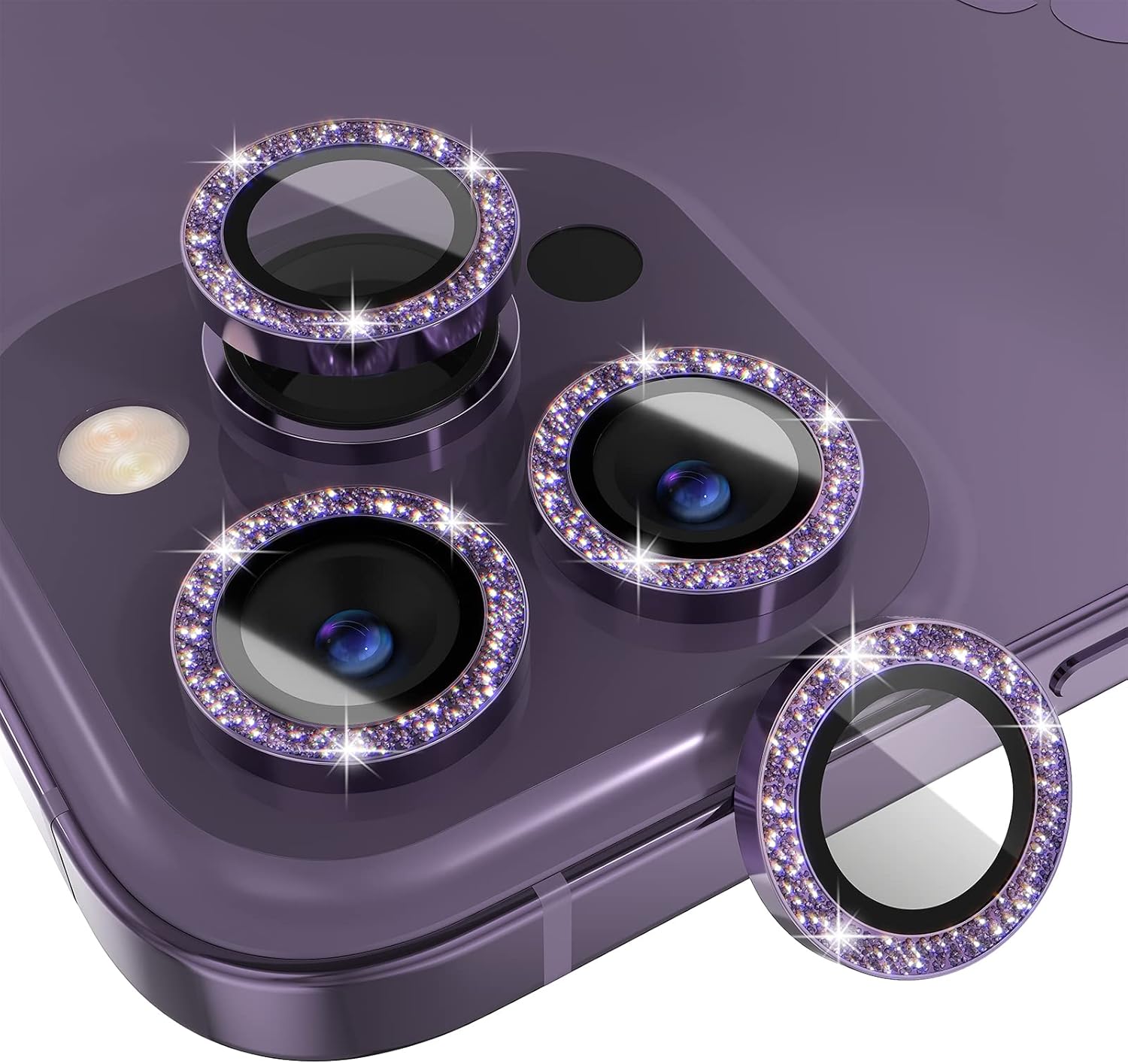 1Set Bling Glitter Purple Came - огляд і ціна Tempered Glass Screen 9H